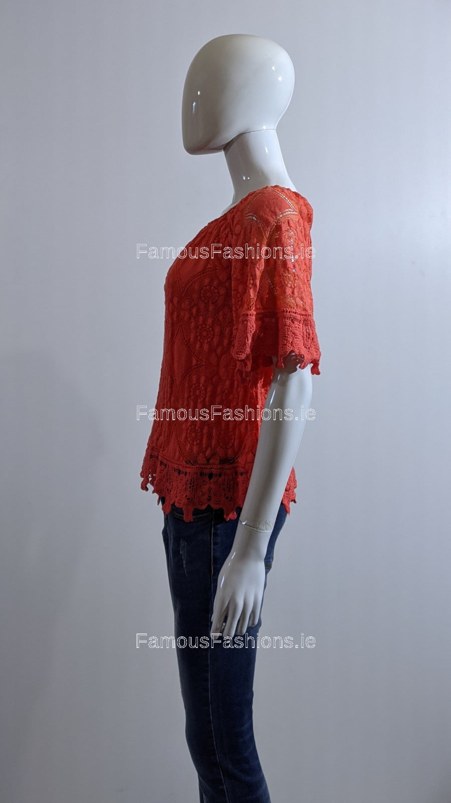 Coral Lace Detail Top