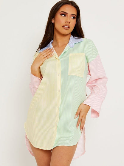Multi Coloured Stripe Shirt Dress