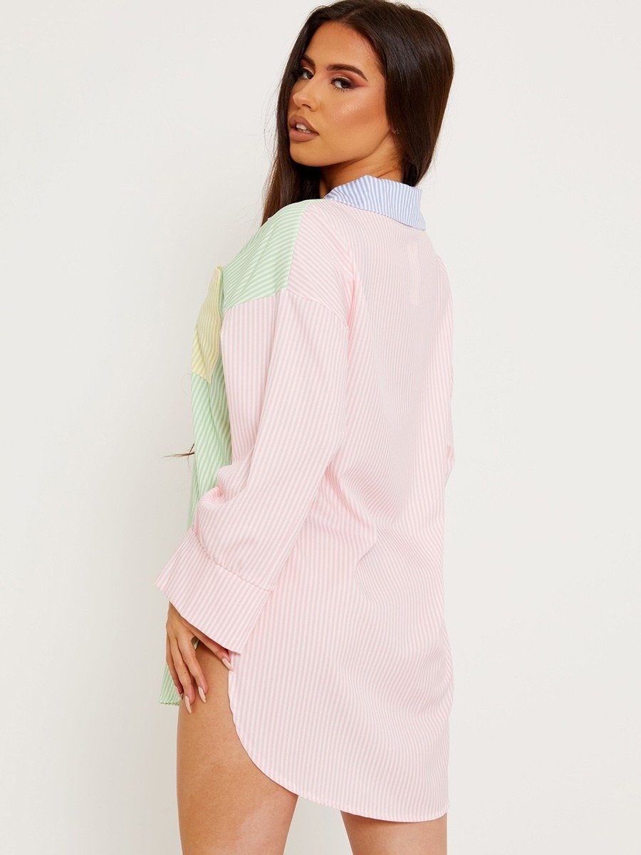 Multi Coloured Stripe Shirt Dress