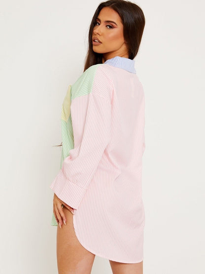 Multi Coloured Stripe Shirt Dress