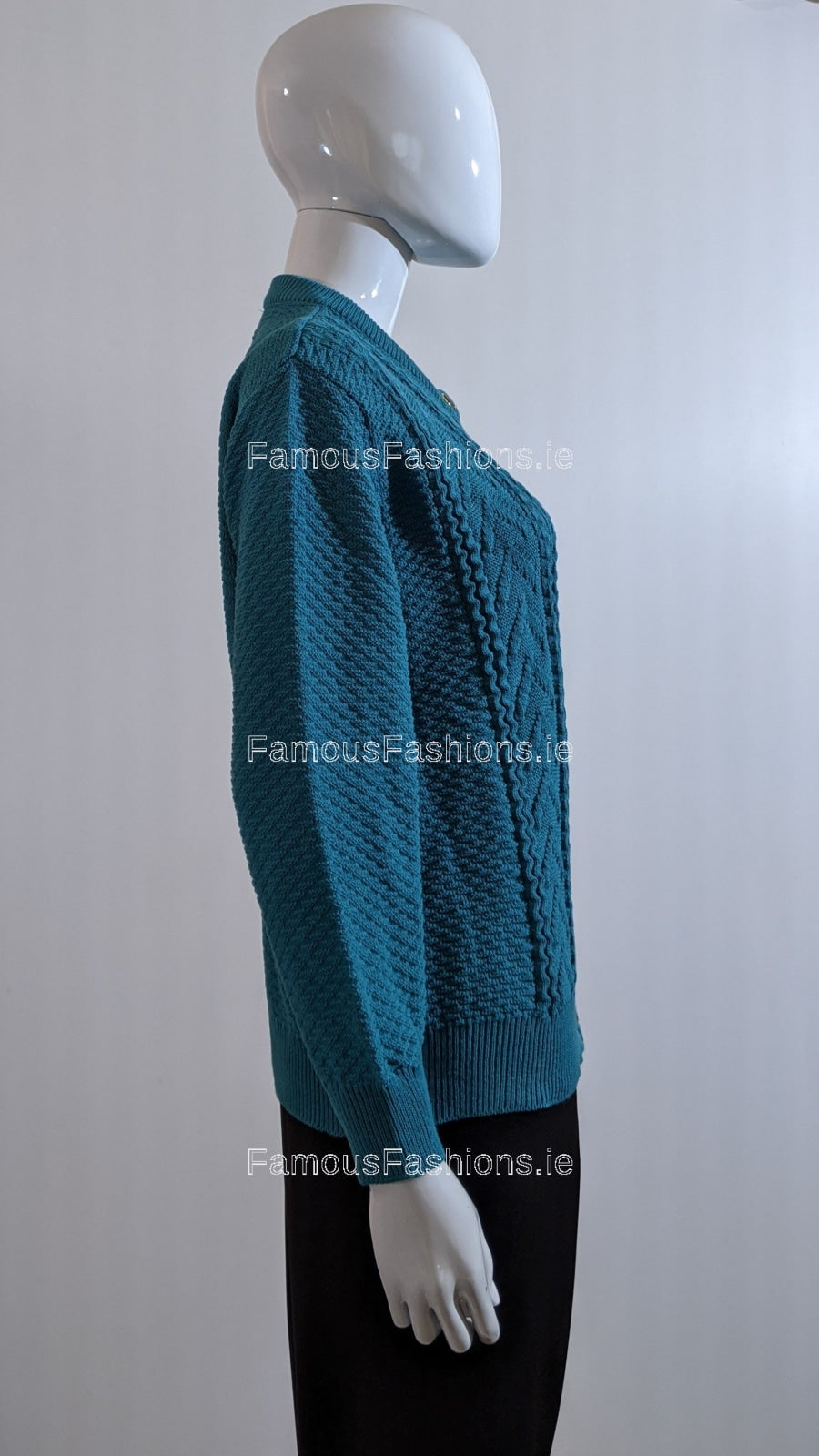Teal Button Up Design Cardigan