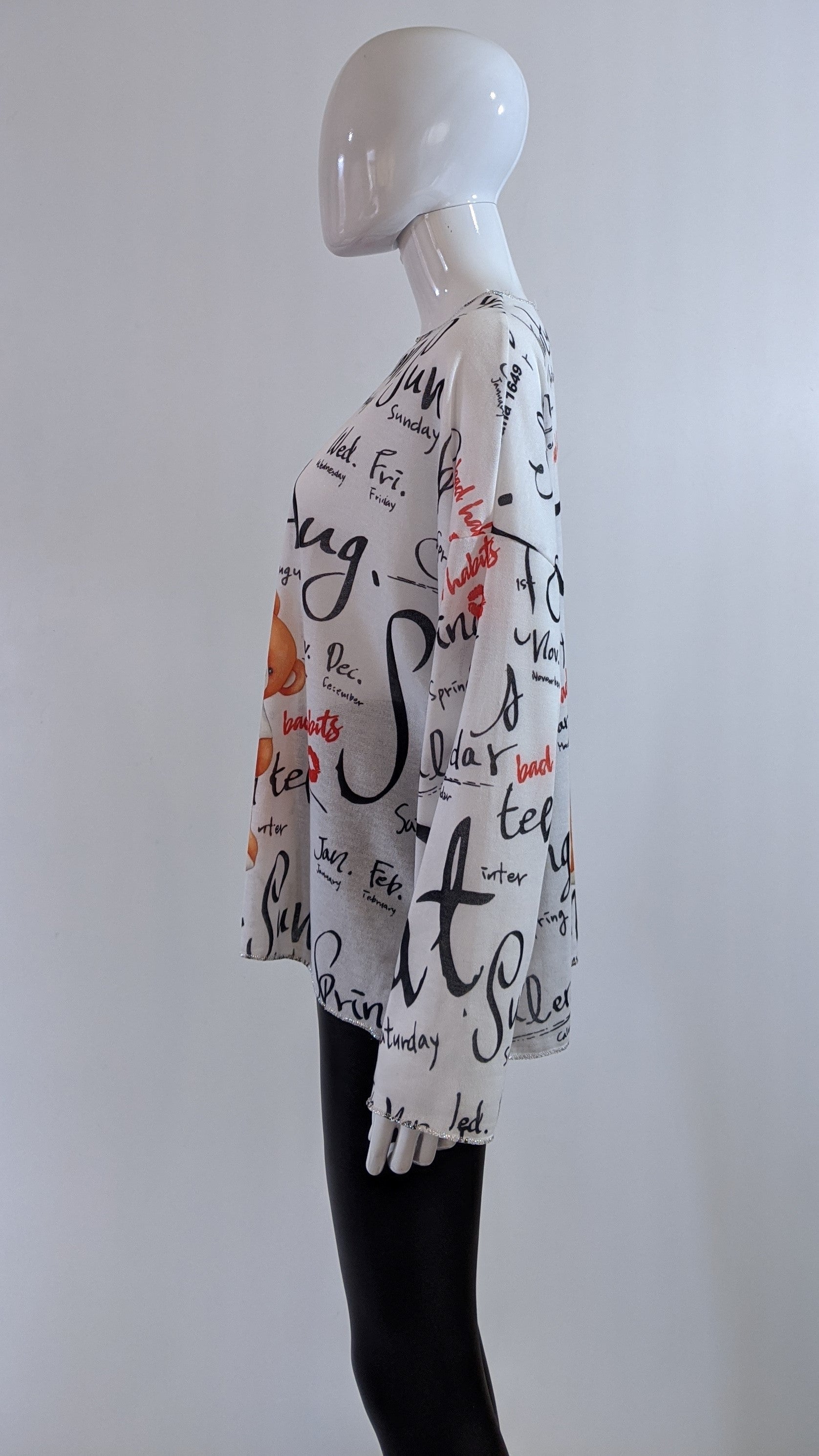 White Girl Letter Printed Tunic Top